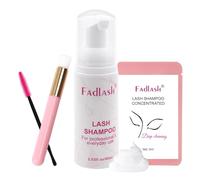 Shampoing pour cils FADLASH, shampoing pour extensions de cils 60 ml, nettoyant moussant distillé pour cils 5 ml avec brosse douce (60 ml + 5 ml + outil)