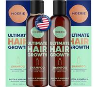 Shampoing pousse cheveux très rapide Moerie - Anti chute femme et homme - Sans sulfate, paraben ni silicone - Vegan - Repousse naturelle - Plus d’épaisseur et volume - Tous types 250 ml x2