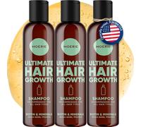 Shampoing pousse cheveux très rapide Moerie - Anti chute femme et homme - Sans sulfate, paraben ni silicone - Vegan - Repousse naturelle - Plus d’épaisseur et volume - Tous types 250 ml x3