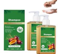 Shampoing rafraîchissant Takuyi, shampoing nettoyant doux au romarin, shampoing à l'huile avec extrait de romarin, pour tous types de cheveux, lot comprenant 1 brosse de massage du cuir chevelu (2pcs)