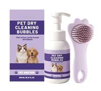 Shampoing sec pour animaux de compagnie avec brosse, shampooing mousse sans eau pour chats et chiens, formule douce aux extraits de plantes, 300 ml