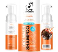 Shampoing sec pour chiens | Shampoing sec apaisant et désodorisant | Parfum 100 % naturel de noix de coco | Séchage rapide, pas de bain nécessaire ! Shampooing frais sans eau
