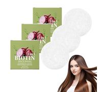 Shampoing solide à l'oignon et au romarin avec biotine - Barre nettoyante naturelle pour cheveux clairsemés, soin de l'apparence, volume pour femmes et hommes, tous types de cheveux (3 pièces)