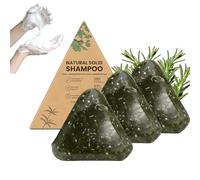 Shampoing Solide Nature Triangle, Savon Capillaire Solide Vert Naturel à l'extrait d'herbe d'Usman, Volumise, renforce les cheveux et réduit les frisottis pour les femmes et les hommes, 100g (3pc)