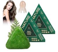 Shampoing solide Nature Triangle, shampoing Seven Green Soap, shampoing solide Usman Grass, apaisant et fortifiant for cheveux for femmes et hommes, avec peigne(2 Pcs)