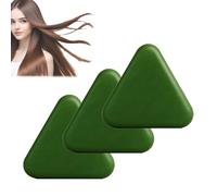 Shampoing solide Nature Triangle, Shampoing solide vert herbe à la feuille de thuya, Savon sol/ide pour apaiser le cuir chevelu et renforcer les cheveux, Mousse légère pour nettoyer (3 PCS)