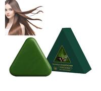 Shampoing solide Nature Triangle, Shampoing solide vert herbe à la feuille de thuya, Savon sol/ide pour apaiser le cuir chevelu et renforcer les cheveux, Mousse légère pour nettoyer (1 PCS)