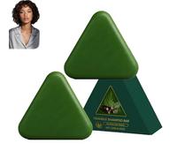 Shampoing solide Triangle Nature, Shampoing solide à la feuille de thuya pour hommes et femmes, Sham/poing sol/ide Triangle Vert pour tous types de cheveux, Mousse riche, Hommes et femmes (2 PCS)