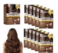 Shampoo 25ml, Instant Black Hair Shampoo, 3 in 1 Instant Black Hair Dye, White Hair Dye, Lot de 10 shampoings (shampooing marron au gingembre)