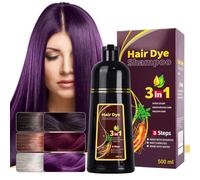 Shampooing colorant 3 en 1, couleur naturelle longue durée, facile à utiliser, couleurs tendance, coloration douce pour hommes et femmes, brillance, sans abîmer les cheveux (Purple)