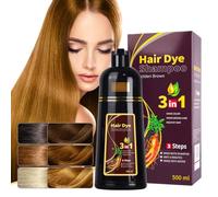 Shampooing colorant 3 en 1, couleur naturelle longue durée, facile à utiliser, couleurs tendance, coloration douce pour hommes et femmes, brillance, sans abîmer les cheveux (Golden Brown)