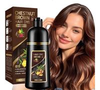 Shampooing colorant 4 en 1 pour cheveux noirs, spécialement conçu pour les cheveux gris, avec une formule végétale, 100 % de couverture des cheveux blancs, convient aux hommes et aux femmes (châtaigne