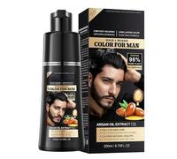 Shampooing Colorant Noir 3-en-1 pour Cheveux & Barbe, Soin Colorant Permanent à Couverture Naturelle des Cheveux Blancs pour Homme et Femme, 200ml