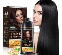 Shampooing colorant noir 5 en 1 pour couvrir les cheveux gris, shampooing naturel à base d'ingrédients à base de plantes, colorant noir pour femmes et hommes/sans ammoniaque 500 ml (Natural Black)