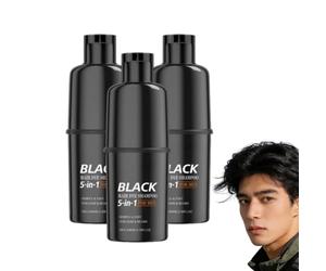 Shampooing colorant pour cheveux noirs pour hommes, shampooing colorant 5 en 1 pour - Shampooing teinture pour hommes, shampoo pigmenté noir 5 en 1 pour gris - Shampoo teintant, en (3 bouteilles)
