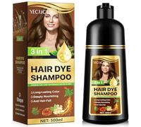 Shampooing de coloration naturelle 500 ml - Résultat de couleur longue durée sans chaos - Coloration facile et rapide pour la maison - Idéal pour les cheveux gris et les tons marron foncé (marron