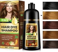 Shampooing De Coloration Pour Cheveux 3 En 1 Avec Extraits D'herbes Couverture Naturelle Des Cheveux Gris, Shampooing Hair Color Pour Cheveux Secs, Longue Durée, 500 Ml (Marron)[Z1908]