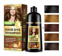 Shampooing de coloration pour cheveux 3 en 1 avec extraits d'herbes - Couverture naturelle des gris, Shampooing Hair Color pour cheveux secs, longue durée, 500 ml
