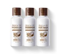 Shampooing et après-shampoing de voyage à l'huile de noix de coco, mini shampooing et après-shampooing, ensemble de soins capillaires pour femmes et hommes, trousse de toilette basique pour vacances