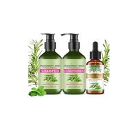 Shampooing et après-shampoing fortifiants à la menthe au romarin avec huile capillaire, ensemble de traitement capillaire au romarin pour renforcer les cheveux, nourrir et lisser les cheveux fins