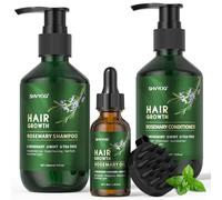 Shampooing et après-shampooing au romarin biotiné à la menthe, shampoing bio anti-chute, nettoyant et soin cuir chevelu, cadeau homme/femme