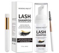 Shampooing Extensions de Cils 60 ml + Brosse - Nettoyant Moussant Paupières - Sensible Sans Paraben ni Sulfate - Lave Cils et Bain de Cils pour Extensions - Salon et Soins à Domicile