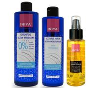 Shampooing & Masque Hydratant & Serum Sans Sulfate ni Silicone | Iniya Trio Kit Hydratation | Shampooing et Masque Lissage Brésilien - Tanin (3 produits)