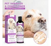 Shampooing pour animaux de compagnie à la lavande et à l'huile de noix de coco, aide à soulager les démangeaisons cutanées, adoucit le pelage, démêle, pour chiens et chats Shampoing pour animaux 100 m