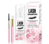 Shampooing pour cils 100ML + brosse et baguette de mascara Nettoyage moussant des paupières, nettoyant pour extensions de cils, formule nourrissante, démaquillant pour salon et maison