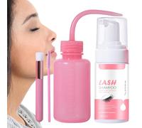 Shampooing pour cils - Nettoyant doux pour extensions de cils - Avec bouteille de rinçage - Brosse en mousse d'extension de cils - 100 ml - Nettoyant pour les paupières - Pour démaquillant, salon