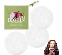 Shampooing solide à l'oignon et au romarin, Shampoing solide à la biotine, Anti-casse, Nettoie et hydrate, Régénère le cuir chevelu et renforce les cheveux, Soulage les frisottis (3 Pièce)