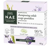 N.A.E. Shampoing Solide Certifié Bio, Usage Quotidien Cheveux Normaux, Extraits de Riz Bio et de Lavande Bio, Formule Vegan, 99 pour cent d'ingrédients d'origine naturelle, Savon de 85 g