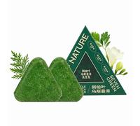 Shampooing solide, shampooing triangulaire, shampooing vert Nature, huiles équilibrantes pour cuir chevelu, non gras, shampooing de soin des cheveux pour hommes, nettoyage doux et soin nourrissant