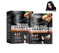 Shampooing teinture cheveux à l'huile d'Argan, Hair Dye Shampoo 4 in 1, Réduit Progressivement Les Cheveux Gris, Voyage D'affaires à Domicile Utilisation Fractionnée Super Pratique, 10PCS