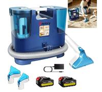 Shampouineuse Canapé Sans Fil - 2 Batteries Lithium 21V, Autonomie Illimitée par Changement Rapide, Aspiration 11.5 kPa, Double Bac 0,6L, Brosse Grande & Petite pour Tapis, Moquette, Voiture, Animaux