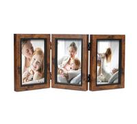 Shampsen Cadre photo à trois volets de 10,2 x 15,2 cm, triple collage à charnière pour table de bureau, cadeau pour mère, amie