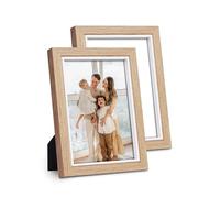 Shampsen Lot de 2 cadres photo de 13x18 cm en bois naturel pour mur et table, décoration d'intérieur, cadeau pour anniversaire, fête des mères