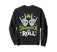 Shamrock and Roll - Funny St Patricks Day Rock Hand Skeleton Sweatshirt