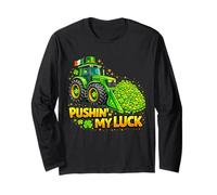 Shamrock Pushin My Luck Construction Truck St Patricks Day Manche Longue