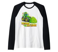 Shamrock Pushin My Luck Construction Truck St Patricks Day Manche Raglan