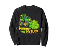 Shamrock Pushin My Luck Construction Truck St Patricks Day Sweatshirt