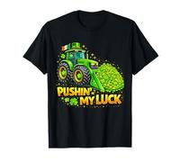 Shamrock Pushin My Luck Construction Truck St Patricks Day T-Shirt