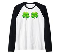 Shamrocks Boobs Irish St Patricks Day Clover Women Girl Manche Raglan