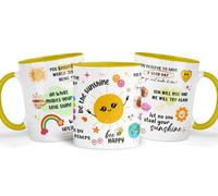 Shamsco Be The Sunshine - Mug Bee Happy | Tasse à café et à thé en céramique | Cadeau de motivation positif | Parfait pour les anniversaires, les encouragements et l'inspiration quotidienne - (Jaune)
