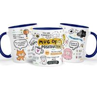 Shamsco The Mug of Positivi-Tea - « You are Purrrfect Just The Way You are » - Tasse à café/thé réconfortante pour amis, amoureux des chats, collègues de bureau - Bleu foncé