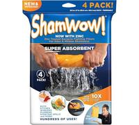 ShamWow The Original Lot de 4 Serviettes de Toilette en Chamois Super absorbantes Multi-usages - Peut contenir 10 Fois Son Poids en Liquide - Lavable en Machine - Ne rayent Pas (Taille L, Orange)