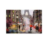 SHAMWZ Poster Vue de Rue de Paris Peinture Décorative Toile Murale Affiche et Impression d'art Moderne Chambre Familiale 40X60Cm