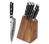 SHAN ZU Bloc de Couteaux de Cuisine Damas, 7 Pièces Set de Couteaux Japonais