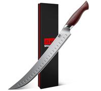 SHAN ZU Couteau Boucher 30cm, Couteau Tranche Japonais pour Viande & Jambon, Couperet à Viande Avec Lame Acier Inoxydable à Haute Teneur en Carbone 10Cr15Mov et Manche Ergonomique en Bois de Pakka