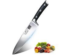 SHAN ZU Couteau de Chef 20cm, Couteau de Cuisine Professionnel en Acier Inoxydable Allemand, Couteau Tranchant pour Couper la Viande, Légumes et Fruits, Manche en Bois - CLASSIC Series